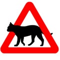 Funny warning road sign cats icon isolated