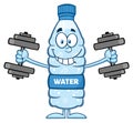 Funny Water Plastic Bottle Cartoon Mascot Character Working Out With Dumbbells