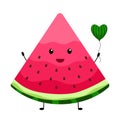 Funny watermelon in cartoon style. Vector. Funny slice