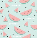 Funny watermelon sign seamless pattern