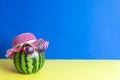 Funny watermelon with sunglasses. Summer concept Royalty Free Stock Photo