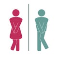 Funny wc door flat symbols. Girls and boys restroom, toilet couple signing Royalty Free Stock Photo