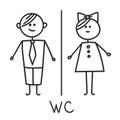 Funny wc door plate symbols. WC sign.oilet door plate icon. Gents and ladies WC sign for restroom