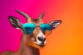 Funny wearing sunglasses in studio with a colorful and bright background. Generative AI