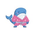 Funny Whale Judo Fighter Character Royalty Free Stock Photo