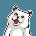 Funny White Cat Sticks Her Tongue Out, Show Middle Finger Vector Illustration - Vector