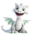 Funny white dragon is smiling, transparent background Royalty Free Stock Photo