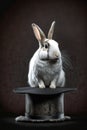 funny white rabbit sitting on a top hat Royalty Free Stock Photo