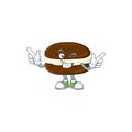 Funny whoopie pies cartoon design style with wink eye face Royalty Free Stock Photo