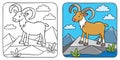 Funny wild urial or ram coloring book