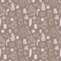 Funny winter christmas vector seamless pattern