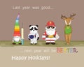 Funny winter holiday greeting card christmas theme