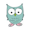 Funny wise owl wearing shoes - original hand drawn illustration