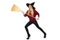 Funny witch with broom isolated