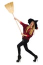 Funny witch with broom Royalty Free Stock Photo