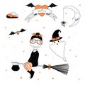 Funny witch and ghost illustration Royalty Free Stock Photo