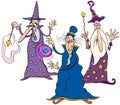 Funny wizards cartoon characters group