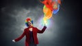 Funny woman clown . Mixed media Royalty Free Stock Photo