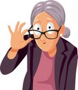 Funny Woman Looking Over her Glasses Vector Cartoon Illustration