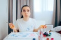 Funny Woman Painting Staining her Clothes with Acrylics