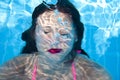 Funny woman swimmer under sea water. summer vacation. underwater Royalty Free Stock Photo