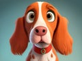 cute Brittany Dog in the style of cartoon,funny wondering dog, illustration in cartoon style, generative ai