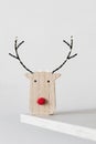 Funny wooden reindeer head