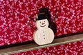 Funny wooden snowman Royalty Free Stock Photo