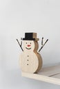 Funny wooden snowman Royalty Free Stock Photo