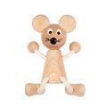 Funny wooden toy mouse or rat on a white background Royalty Free Stock Photo