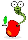 Funny worm staring from apple Royalty Free Stock Photo
