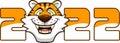 Funny 2022 Year Of The Tiger With Face Cartoon Character Royalty Free Stock Photo