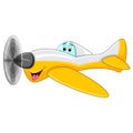 Aeroplane yellow funny cartoon vector illustration