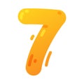 Funny Yellow Balloon Number or Numeral Seven Vector Illustration