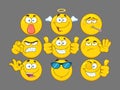 Funny Yellow Cartoon Emoji Face Series Character Set 3. Collection