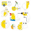 Funny Yellow Color Images, the big kid game to be colored by example half.