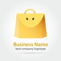Funny yellow colored vector bag icon Royalty Free Stock Photo