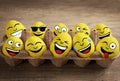 Funny yellow Easter eggs