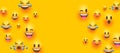 Funny yellow emoticon face copy space background