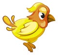 Funny yellow feather bird. Cute cartoon character