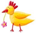 Funny yellow hen Royalty Free Stock Photo