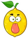 Funny Yellow Lemon Fruit Cartoon Emoji Face Character Stuck Out Tongue