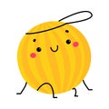 Funny Yellow Melon Fruit Character Enjoying Vacation Vector Illustration