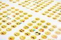 Funny yellow smileys on white