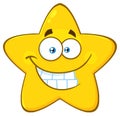 Funny Yellow Star Cartoon Emoji Face Character With Smiling Expression