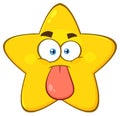 Funny Yellow Star Cartoon Emoji Face Character Stuck Out Tongue