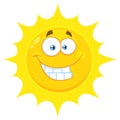 Funny Yellow Sun Cartoon Emoji Face Character With Smiling Expression Royalty Free Stock Photo