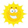 Funny Yellow Sun Cartoon Emoji Face Character With Smiling Expression. Royalty Free Stock Photo
