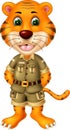Funny Yellow Tiger In Adventure Uniform Cartoon Royalty Free Stock Photo