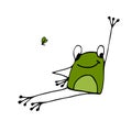 Funny yoga frog, sketch for your design